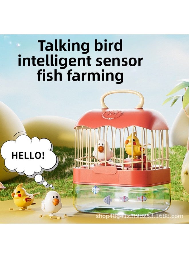 Children's Early Education Educational Toys Cute Fun Induction Learning Tongue Bird Cage Fish Tank Multi-function Parent-Child Interaction Shake Tone Same-Color:Green⭐Upgraded Birdcage 【learning To Speak/early Education Content】 Rechargeable Version - Image 2