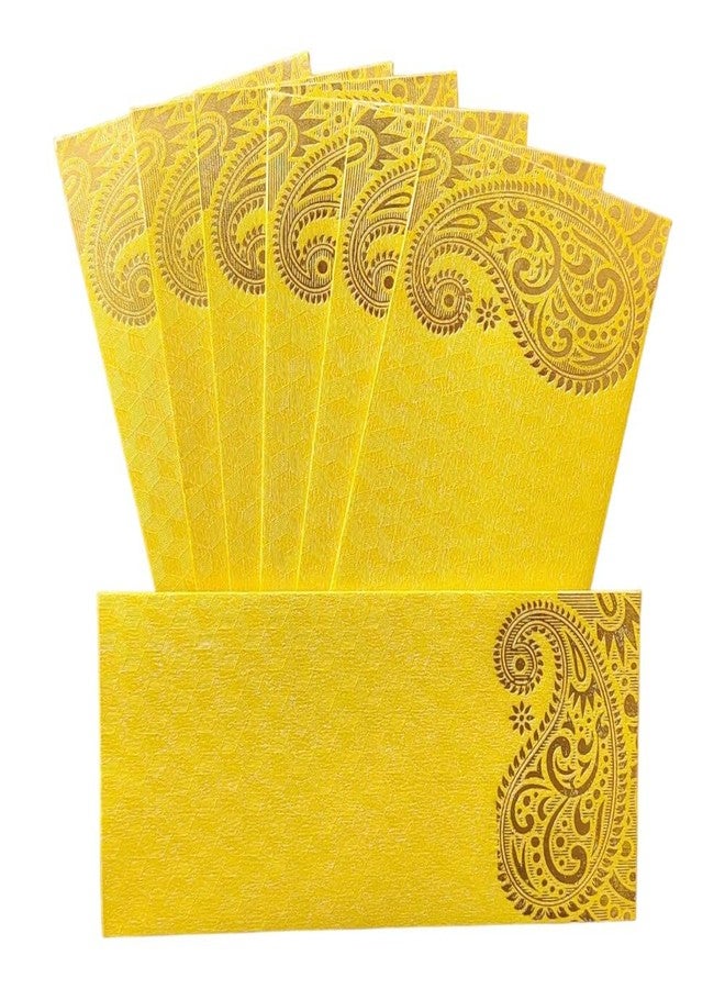 DIP Pack of 25 Matellic Colourful Designer Shagun Lifafa/Money Gift Envelope with Golden Ambi for Gifting Money on any occasion (Yellow, 25 pcs) - Image 1