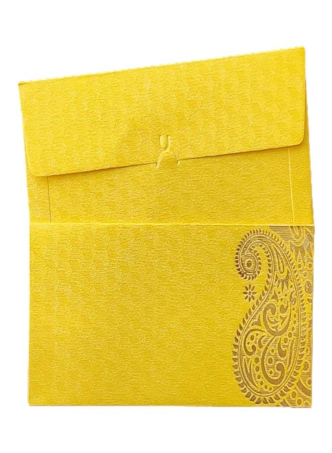 DIP Pack of 25 Matellic Colourful Designer Shagun Lifafa/Money Gift Envelope with Golden Ambi for Gifting Money on any occasion (Yellow, 25 pcs) - Image 2