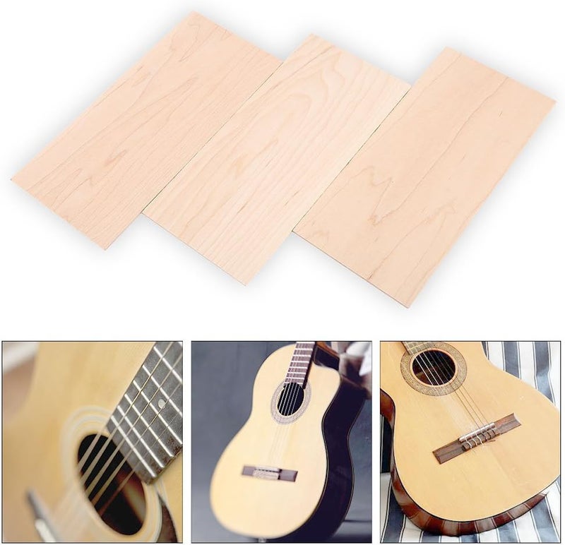 Dilwe Maple Guitar Headplate, 3Pcs Maple Wood Guitar Head Veneer Shell Sheet Headplate Replacement Part for Luthiers DIY - Image 2