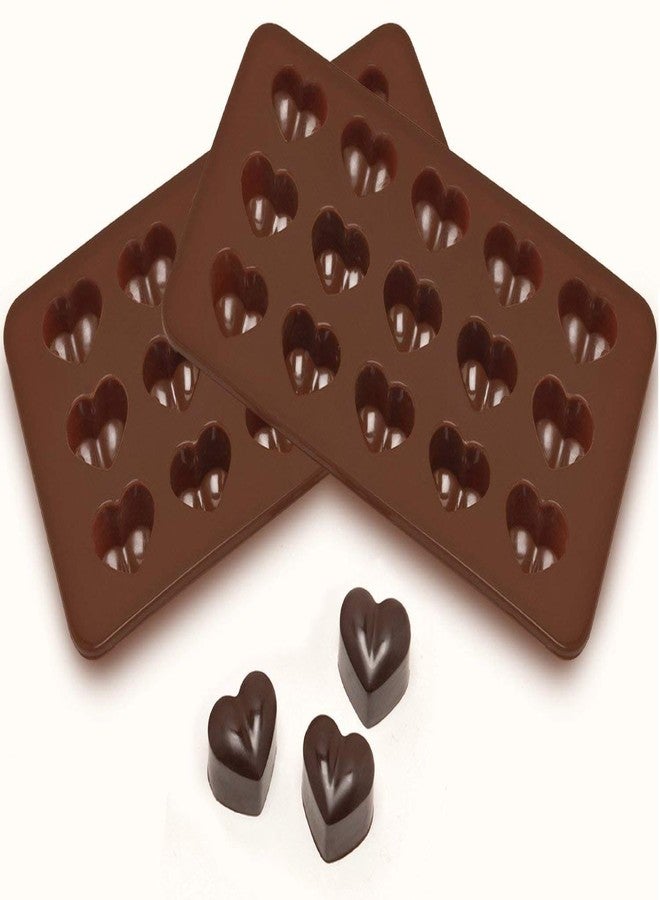 Genericc Silicone Chocolate Making Mould, Heart Shape, 15 Slots, Food Grade, Brown - Image 1