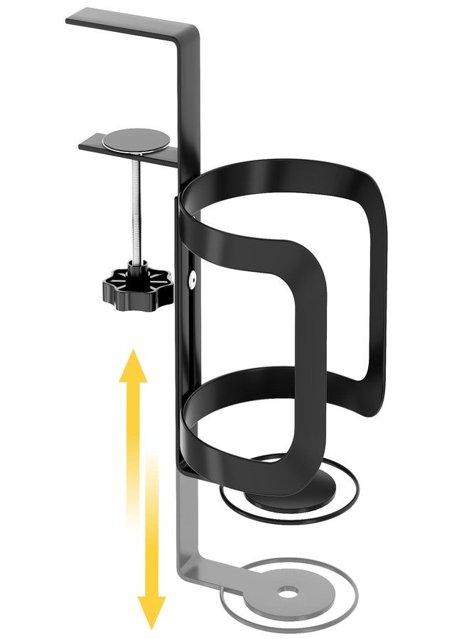 ان اي هوم حامل أكواب معدني قابل للتعديل من NiHome، متوافق مع زجاجات Stanley & Yeti سعة 18-40 أونصة، حامل أكواب مانع للانزلاق بفتحة جانبية للأكواب ذات المقابض، تركيب بدون حفر للمكاتب، طاولات الألعاب، طاولات الفنون - Image 1