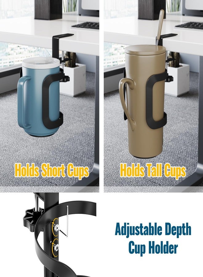 ان اي هوم حامل أكواب معدني قابل للتعديل من NiHome، متوافق مع زجاجات Stanley & Yeti سعة 18-40 أونصة، حامل أكواب مانع للانزلاق بفتحة جانبية للأكواب ذات المقابض، تركيب بدون حفر للمكاتب، طاولات الألعاب، طاولات الفنون - Image 3