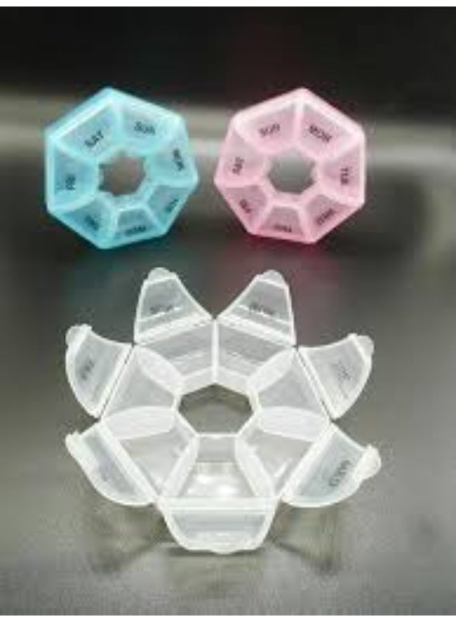 منظم حبوب أسبوعي لمدة 7 أيام علبة بلاستيكية شفافة للأدوية والفيتامينات للسفر والعمل والاستخدام المنزلي - Image 2