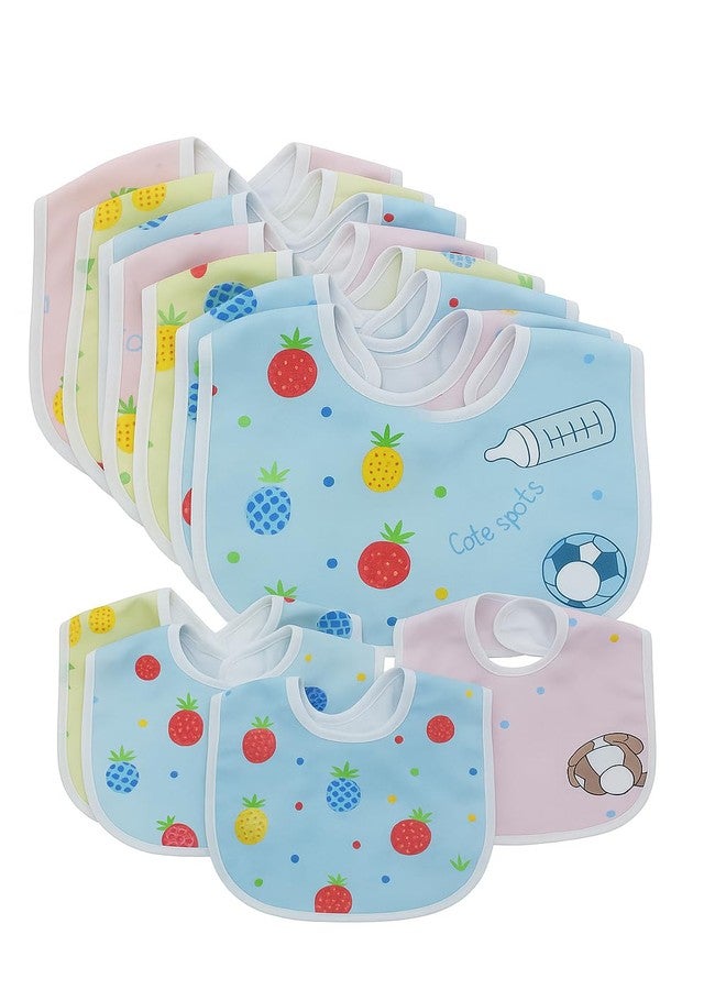 Dagcros Baby Bibs Pack of 10 - Waterproof, Washable Feeding Bibs with Fun Fruit Prints - Soft Cotton Blend with Adjustable Neck for Infants & Toddlers (10, Multi) - Image 1