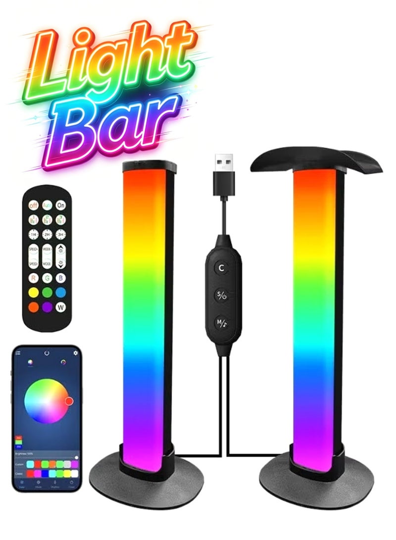 يوجي زوج من أشرطة الإضاءة الذكية (قطعتان)، شريط إضاءة RGB مزود بأوضاع الموسيقى والمشاهد، شريط إضاءة ملون يعمل بتقنية البلوتوث مع تحكم عبر تطبيق ذكي؛ مناسب للأفلام، وأجهزة الكمبيوتر، وأجهزة التلفاز، والحفلات، وديكور الغرف، وإعدادات إضاءة غرف الألعاب. - Image 1