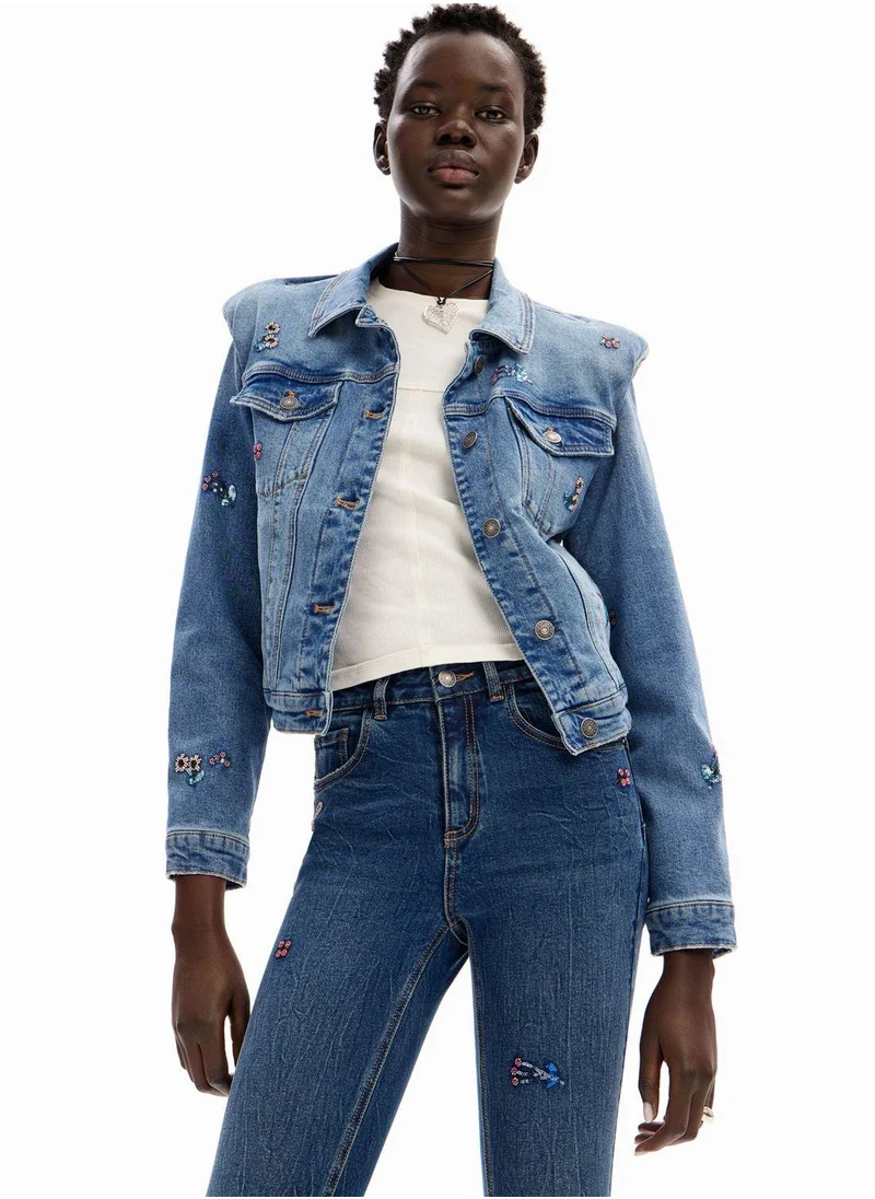 ديسيجوال Slim Beaded Floral Knitted Jeans