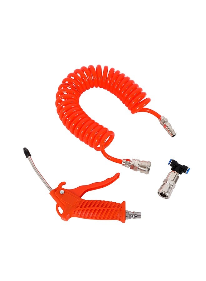 Air Duster Gun Kit -5x8mm Orange- High Pressure Air Blow Gun with Coil Hose - Quick Connect Fittings for Air Compressor for Dust Debris Removal in Garage, Workshop, Automotive and DIY Cleaning - Image 1