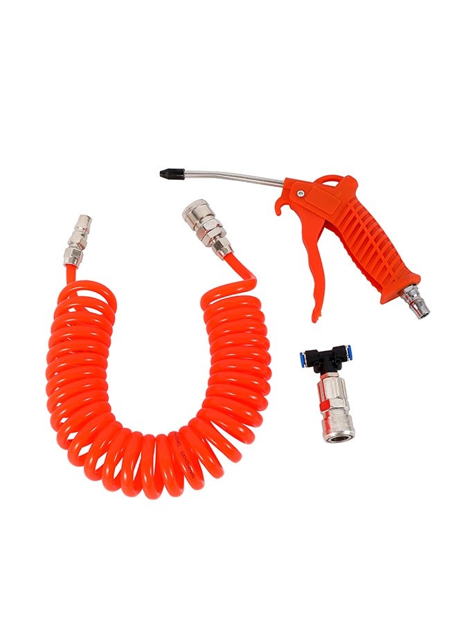 Air Duster Gun Kit -5x8mm Orange- High Pressure Air Blow Gun with Coil Hose - Quick Connect Fittings for Air Compressor for Dust Debris Removal in Garage, Workshop, Automotive and DIY Cleaning - Image 2