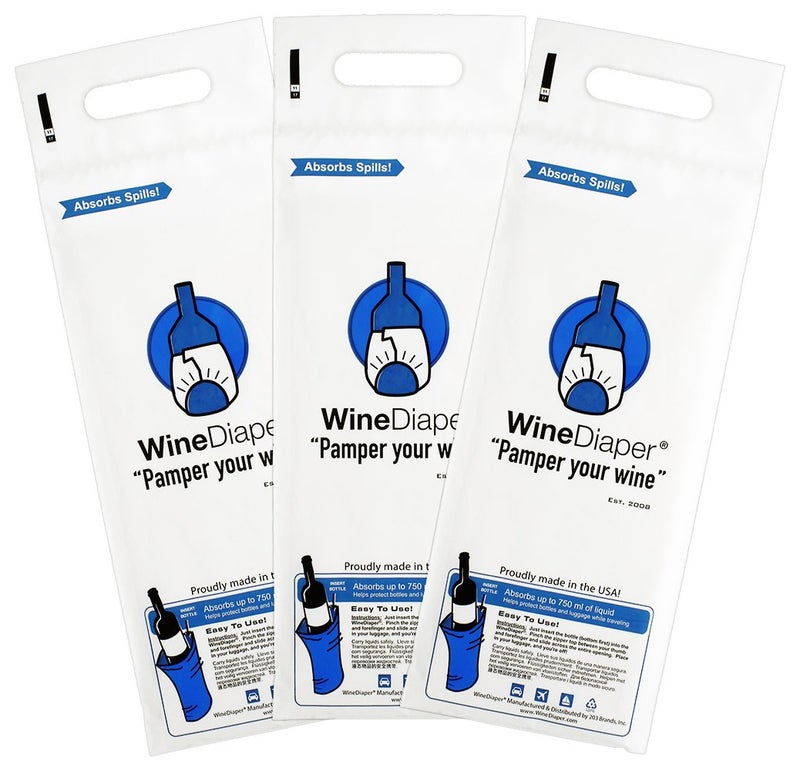 JetBag Wine Diaper - Reusable, Protective and Absorbent Wine Bottle Bags for Travel (3 pack) Made in the USA - Image 1