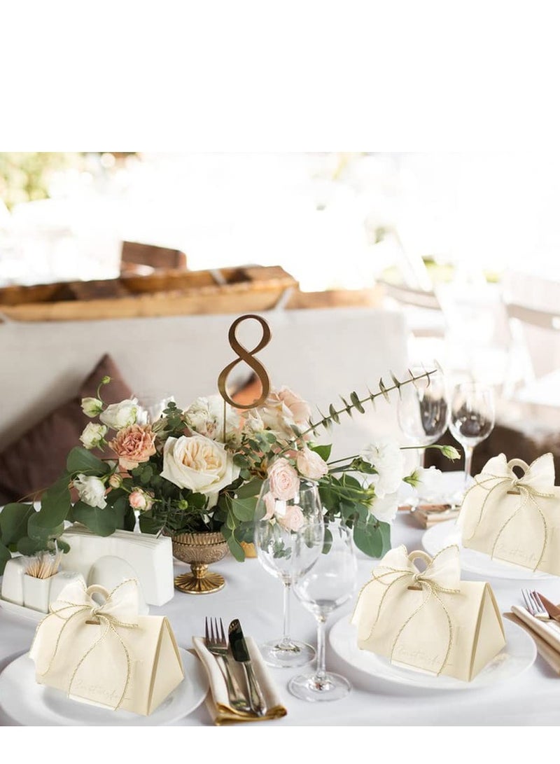 Elegant Beige Wedding Favor Boxes with Wooden Beads & Ribbon - Perfect for Chocolate Treats & Special Occasions - Image 5