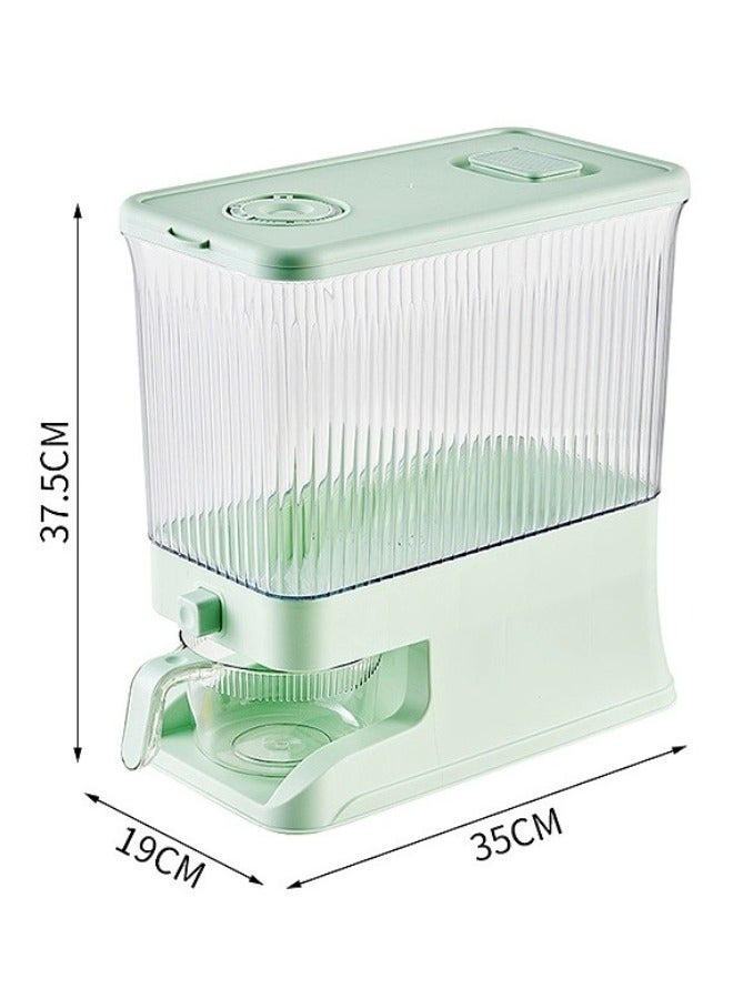 شي ون موزع الأرز الشفاف تخزين حاوية الحبوب الكبيرة موزع الحبوب المنزلي المقاوم للرطوبة للمطبخ ذرة فول الصويا، اخضر فاتح - Image 2