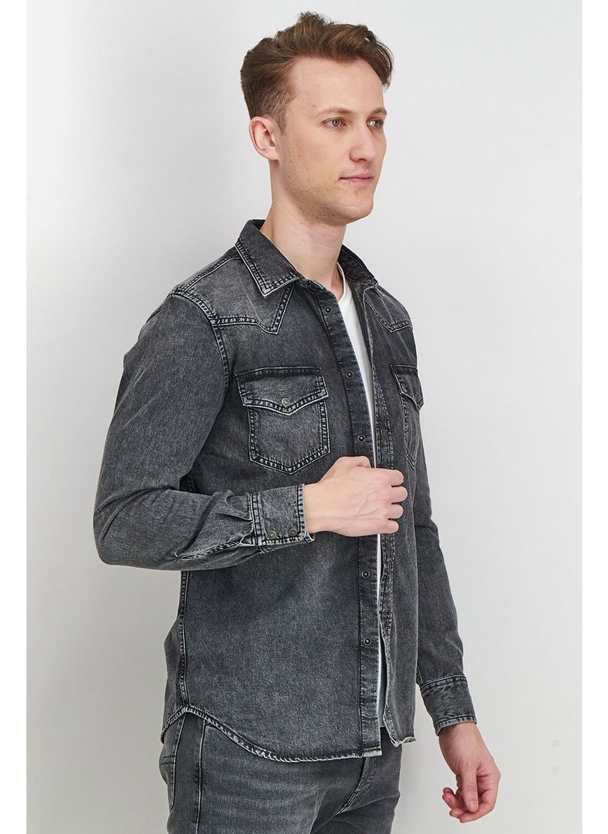 DIESEL Men Washed Denim Jacket, Black  - Image 2