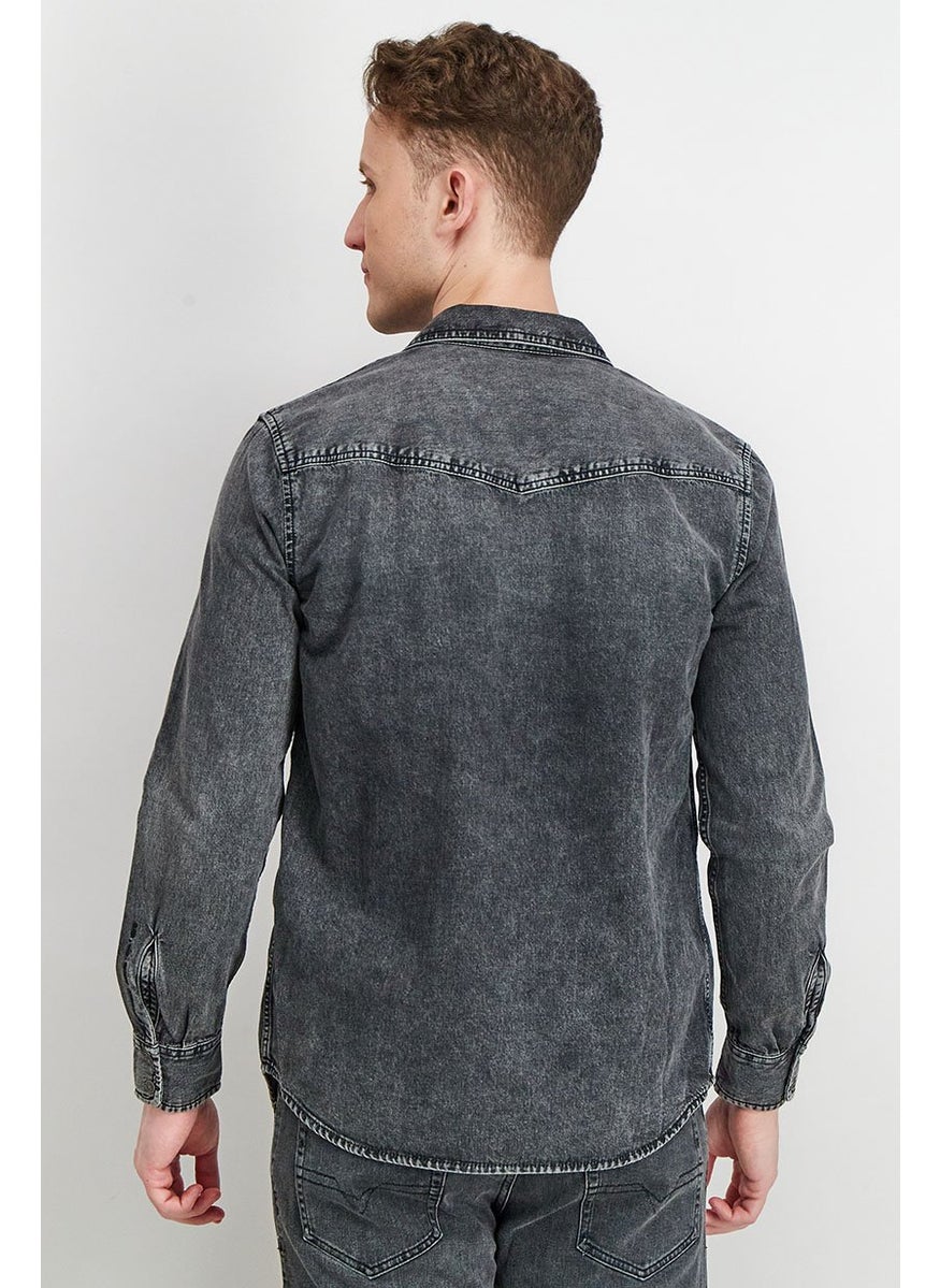 DIESEL Men Washed Denim Jacket, Black  - Image 3