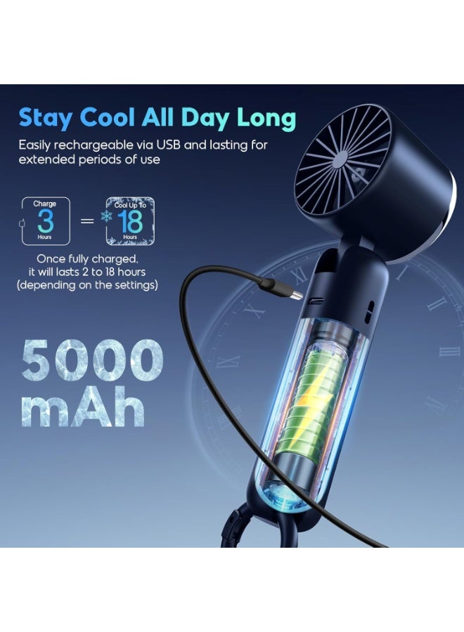 general Portable Handheld Fan, Powerful Hand Held Mini Fan, 3 Speed USB Rechargeable 5000mAh Battery Operated Fan, LED Display, Cooling Personal Fan Gifts for Women, Men, Travel, Camping, Outdoor - Image 3