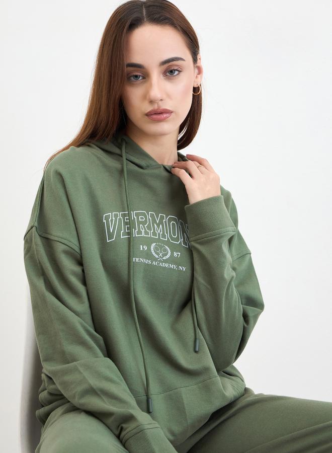 Styli Olive Oversized Longline Hoodie and Joggers Co-Ords - Image 3