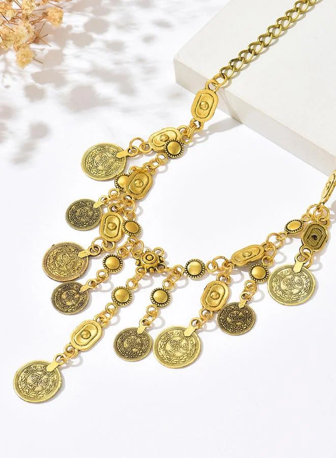 تايك تو Gold Coin Dangle Chain Necklace