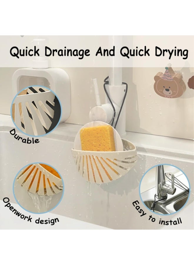 سيوسي Kitchen Sponge Holder, Suction Cup Sink Organizer and Caddy for Dish Sponge, Scrubber, Brush, Soap, Effective Drainage Tray for Kitchen Countertop, Bathroom Sink, and Counter Organizer (Gray) - Image 3