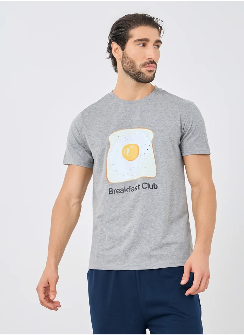 ستايلي Styli Graphic Print T-Shirt and Shorts Pyjama Set