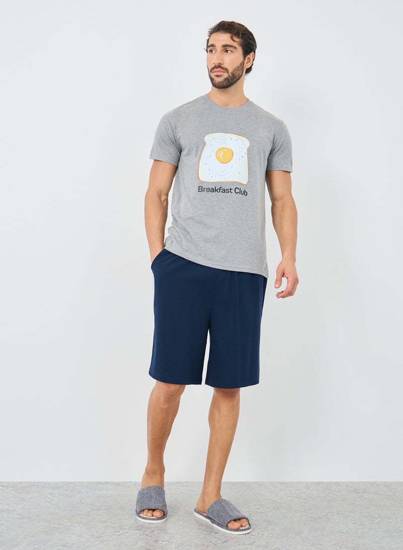 Styli Styli Graphic Print T-Shirt and Shorts Pyjama Set  - Image 3