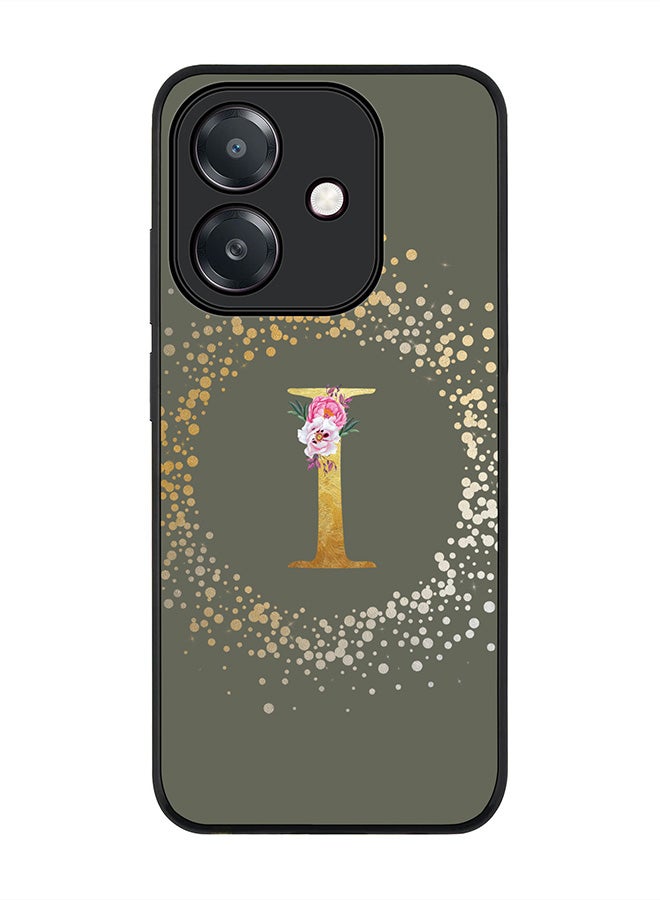 Stylizedd For Oppo A5i Case,Slim fit Camera Protection, Shockproof Thin Phone cover  - Custom Monogram Floral - I  (Olive Green )