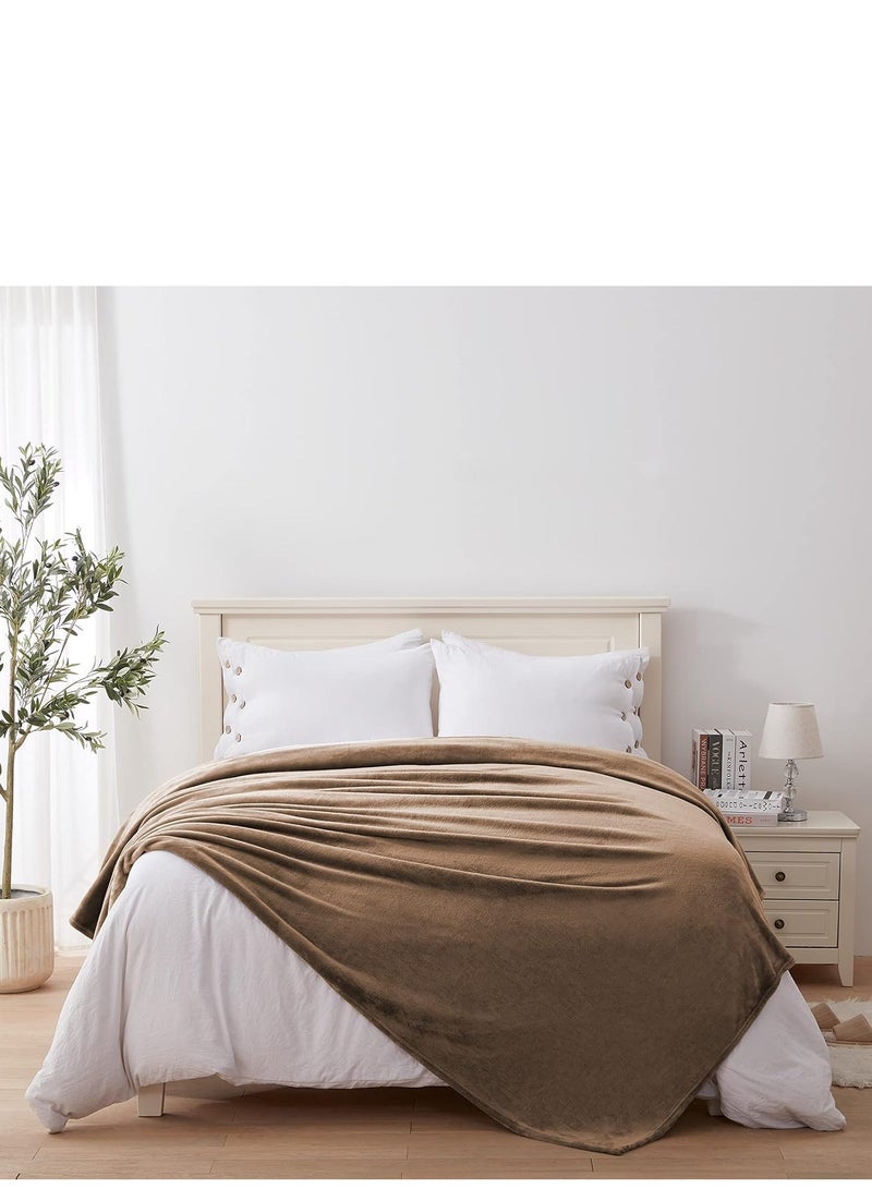 Moon Fleece Flannel and Microfiber Sofa Blanket Luxury brown Blanket Single Size Lightweight and Comfortable for Bed and Sofa Super Soft and Warm Solid Color  - Image 2