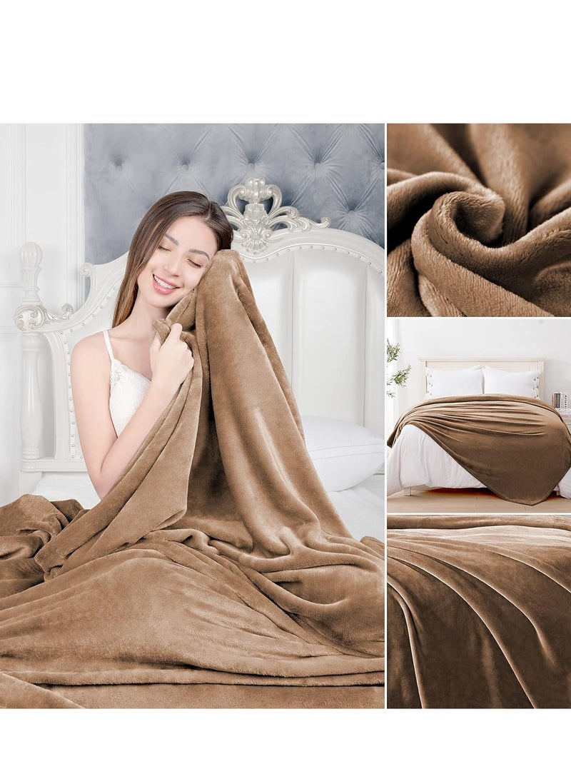 Moon Fleece Flannel and Microfiber Sofa Blanket Luxury brown Blanket Single Size Lightweight and Comfortable for Bed and Sofa Super Soft and Warm Solid Color  - Image 3