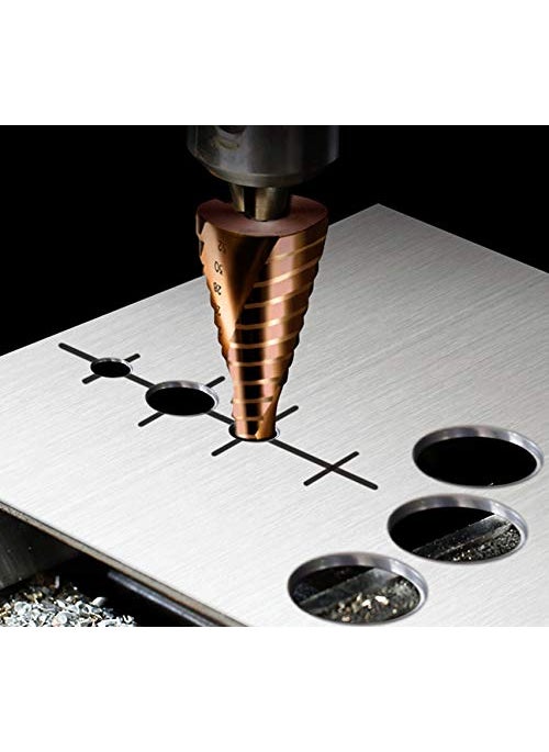 Mengshen Mengshen Co Step Drill Bit 432mm Spiral Groove M35 HSS Multi Hole Cutting Enlarge Stainless Steel Plate Quenching Steel Plate Metal Sheet Counterbore Drilling Triangle Handle Drill Bit Set  - Image 4