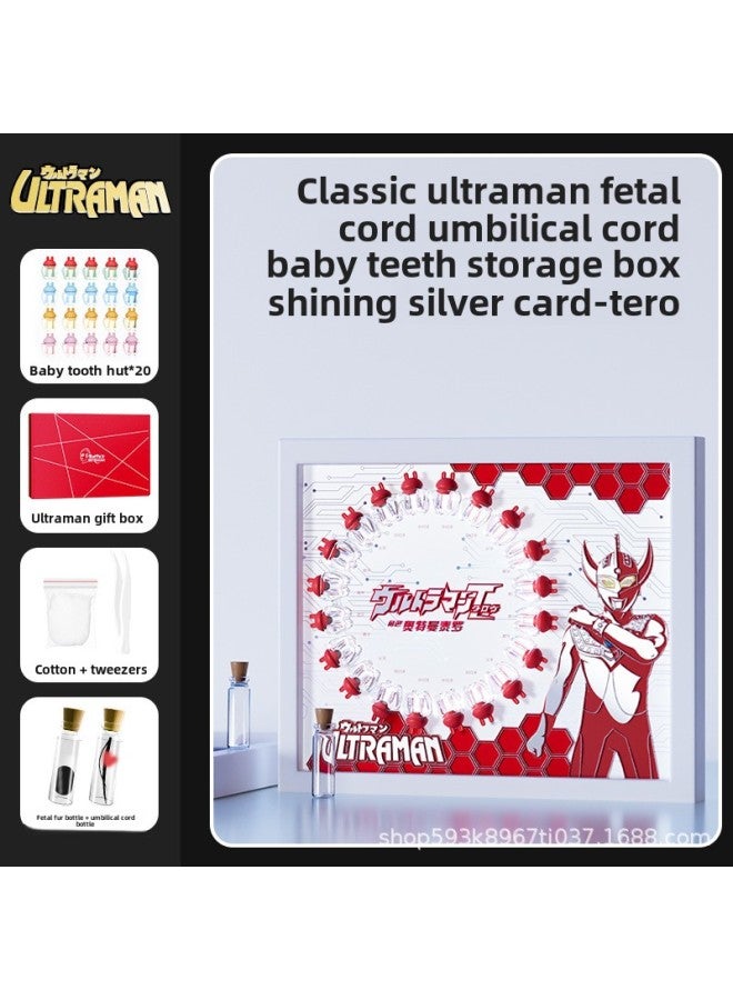 Ultraman Umbilical Cord Collection Box Fairy Hair Souvenir Self-made Storage Newborn Baby Pack Navel Storage Box-Specifications: Bronzing-ABS Frame Fairy Bottle + Umbilical Cord Bottle + Deciduous Teeth Box (Send 20 Teeth Houses) - Image 1