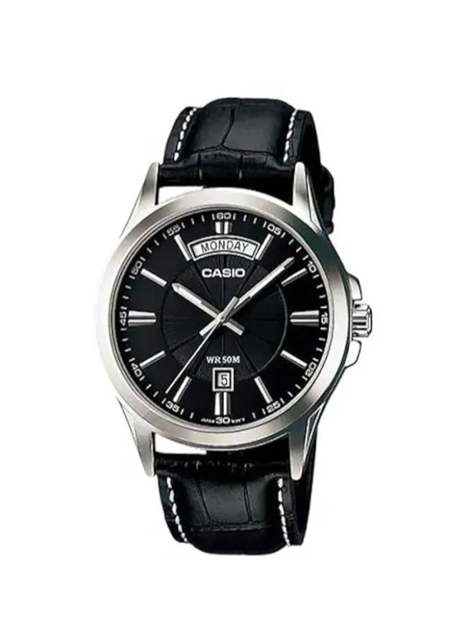كاسيو Men's Leather Analog Watch MTP-1381L-1AVDF - 46.6 mm