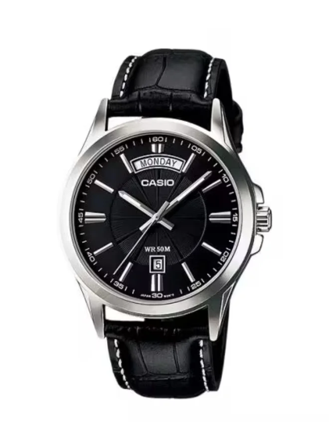 كاسيو Men's Leather Analog Watch MTP-1381L-1AVDF - 46.6 mm