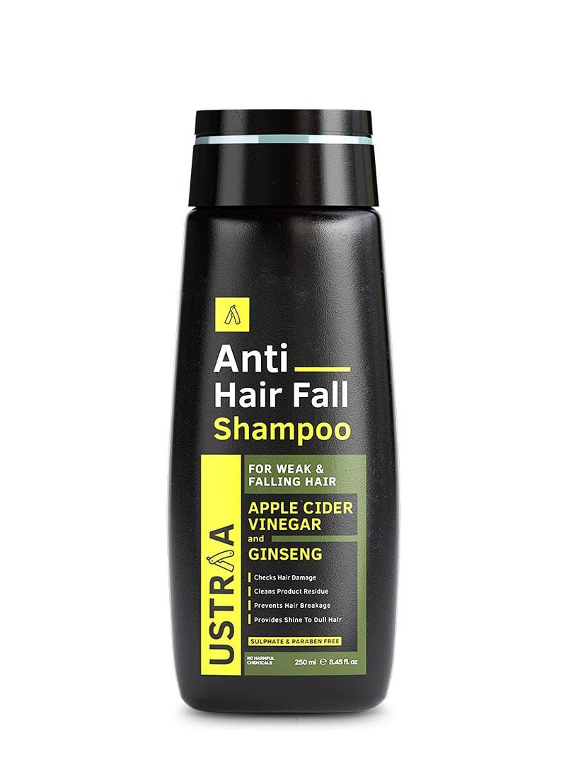 Ustraa Anti Hair Fall Shampoo 250ml - Clinically tested to reduce hairfall by 64%, Dermatologically Tested, With Apple Cider Vinegar, Strengthens Hair - Image 1