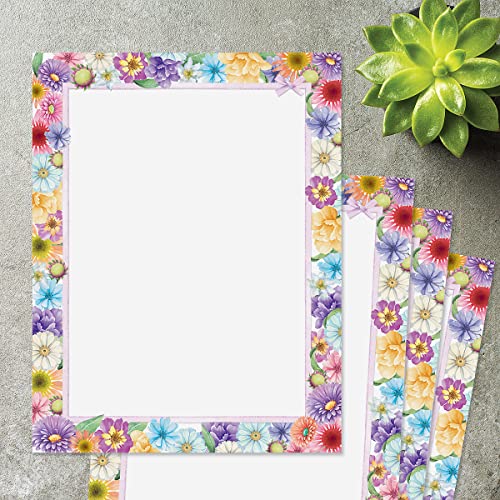 Current Spring Floral Letter Paper - Spring Stationery Papers With Decorative Spring Flowers Border, Printable Holiday, Wedding & Bridal Shower, & Invitation Sheets, Set of 25, 8 1/2" x 11" - Image 5