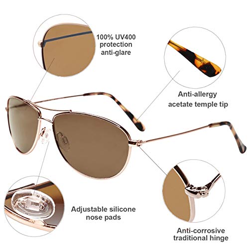 MAXJULI Baby Sea Polarized Aviator Sunglasses for Small Narrow Face Women (Brown Lens) - Image 4