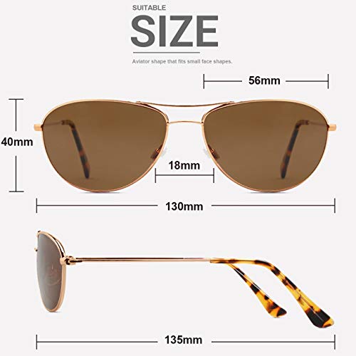 MAXJULI Baby Sea Polarized Aviator Sunglasses for Small Narrow Face Women (Brown Lens) - Image 5