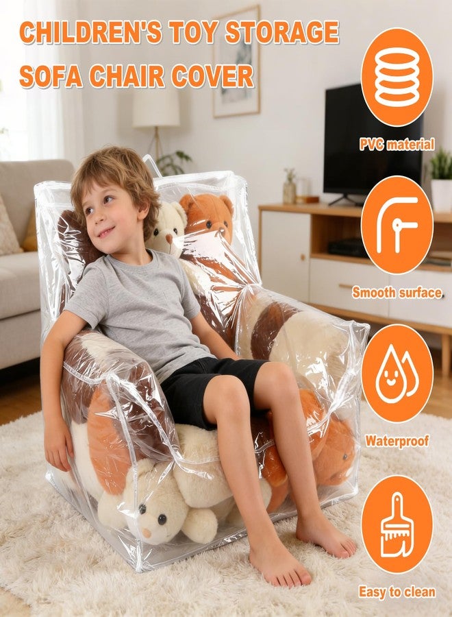 TOWEBOORY Clear Stuffed Animal Storage Bean Bag Chair Cover, 100L Waterproof & Easy-Clean Transparent Chair Covers with Zipper and Handle Creative PVC Plush Toys Storage Cover Only 24.8*24.8*24.8'' - Image 3