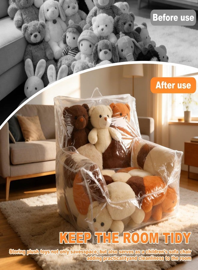 TOWEBOORY Clear Stuffed Animal Storage Bean Bag Chair Cover, 100L Waterproof & Easy-Clean Transparent Chair Covers with Zipper and Handle Creative PVC Plush Toys Storage Cover Only 24.8*24.8*24.8'' - Image 4