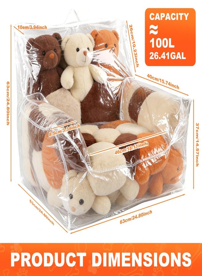TOWEBOORY Clear Stuffed Animal Storage Bean Bag Chair Cover, 100L Waterproof & Easy-Clean Transparent Chair Covers with Zipper and Handle Creative PVC Plush Toys Storage Cover Only 24.8*24.8*24.8'' - Image 2