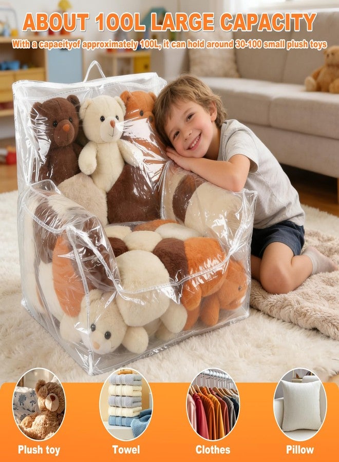 TOWEBOORY Clear Stuffed Animal Storage Bean Bag Chair Cover, 100L Waterproof & Easy-Clean Transparent Chair Covers with Zipper and Handle Creative PVC Plush Toys Storage Cover Only 24.8*24.8*24.8'' - Image 5