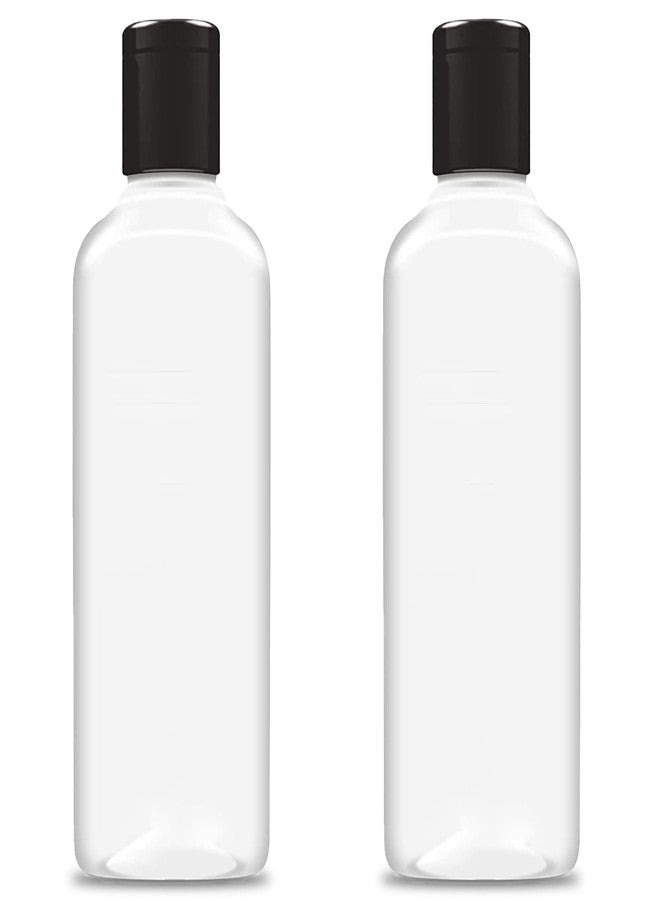 HUNCHA 200ml Squeeze Bottle with Flip Top Cap, Empty BPA-Free Refillable Container For Shampoo, Lotions, Liquid Soap, Creams, Liquid Cosmetic Travel Size Transparent Bottle, Black Flip-Top, Set of 2 - Image 1