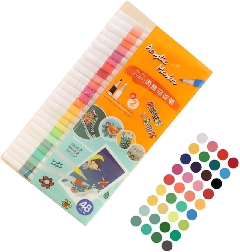 48 Colors Acrylic Markers Set Colouring Pen Paint Marker Art Supplies - Image 1