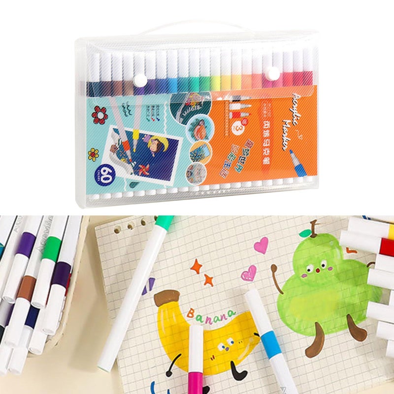 48 Colors Acrylic Markers Set Colouring Pen Paint Marker Art Supplies - Image 3