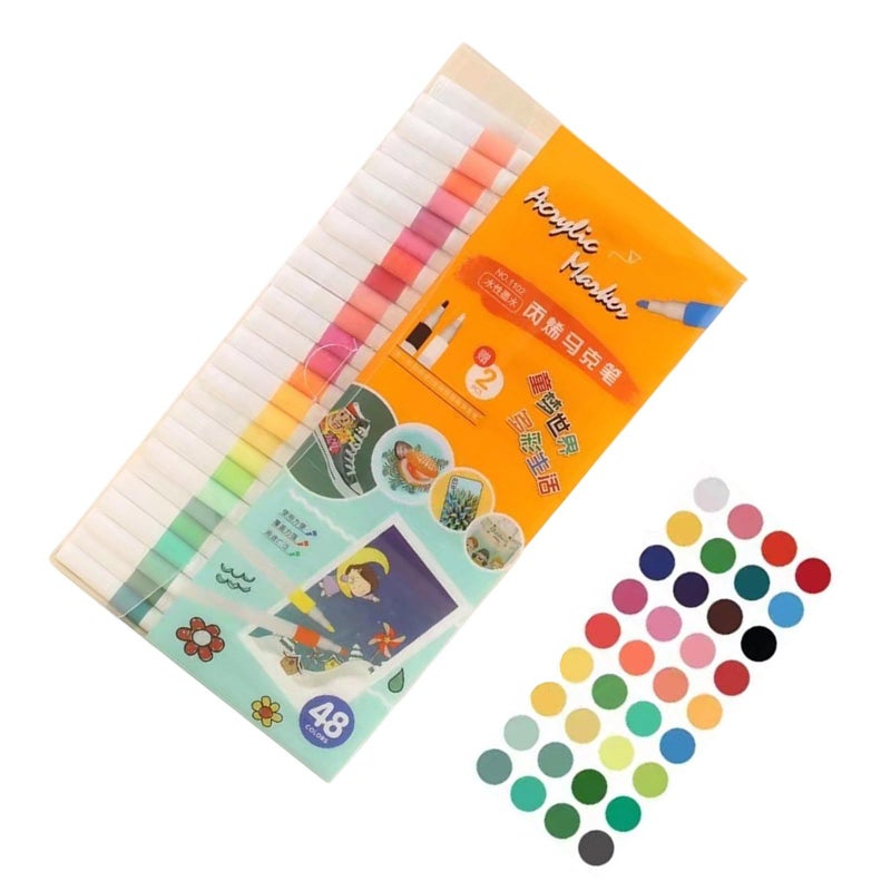 48 Colors Acrylic Markers Set Colouring Pen Paint Marker Art Supplies - Image 2