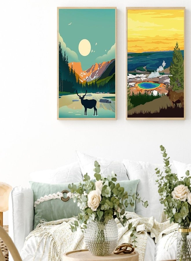 HOIYLDS 6 Packs Paint by Number for Adults Beginners, Painting by Number Kits on Canvas Without Frame,Lanscape Craft Arts for Home Wall Decor - Image 4