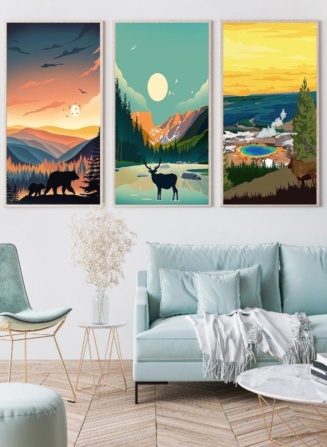HOIYLDS 6 Packs Paint by Number for Adults Beginners, Painting by Number Kits on Canvas Without Frame,Lanscape Craft Arts for Home Wall Decor - Image 2