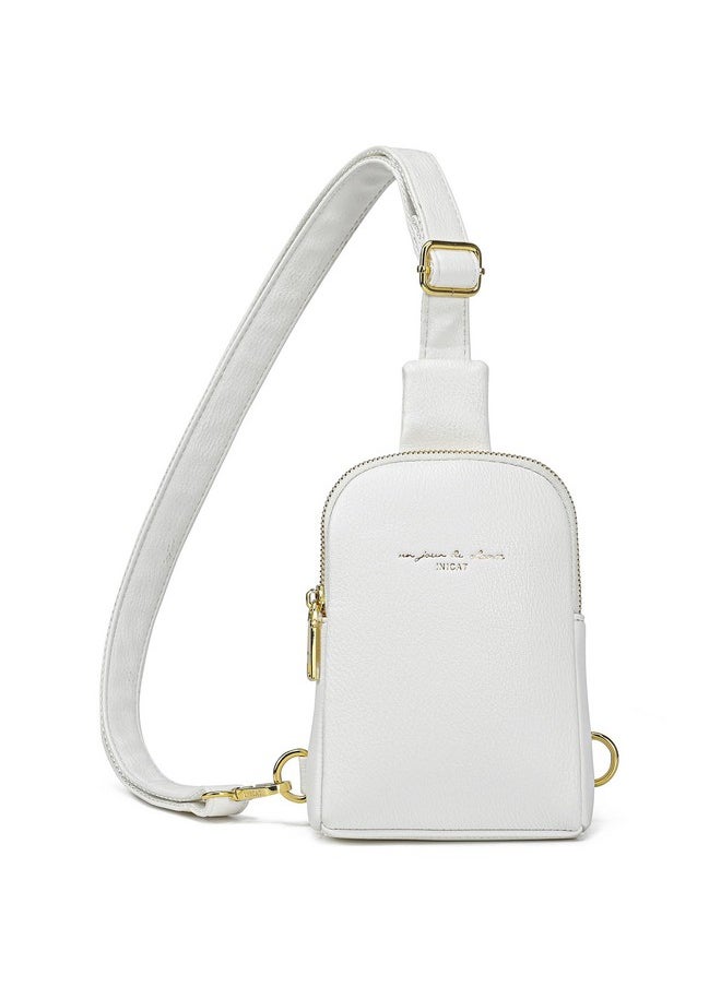 AOCINA - AOCINA INICAT Small Sling Bag Crossbody Vegan Leather Fanny Packs for Women Fashionable Chest Bag for Travel(0-White) - Image 1