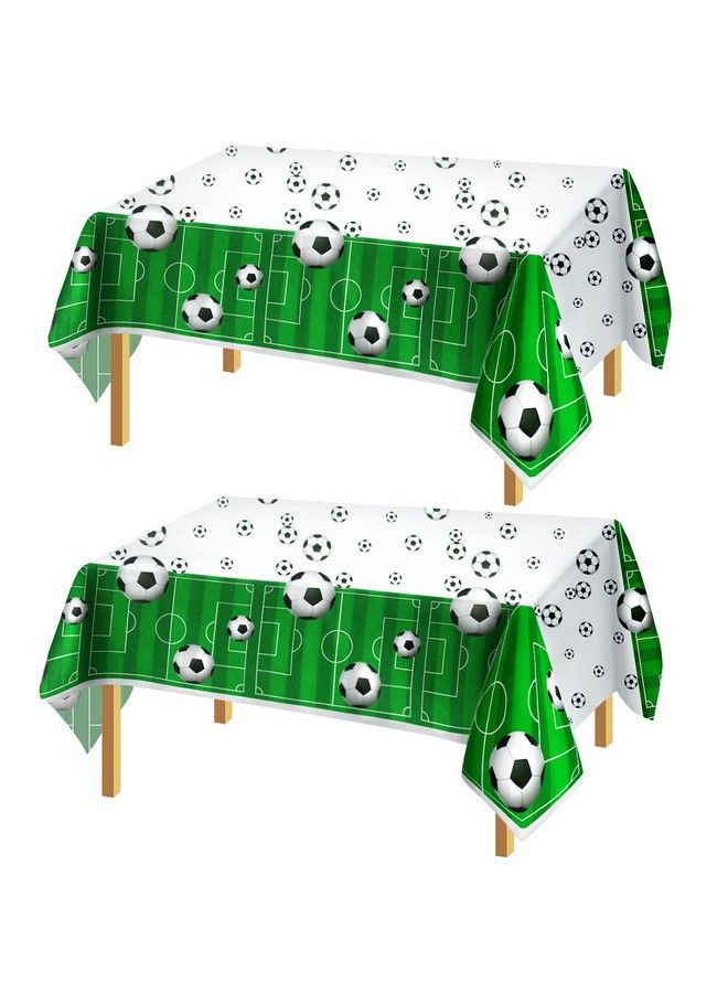 MIKIMIQI 2 Pcs Soccer Table Decorations Soccer Themed Table Covers Football Party Decorations Supplies Plastic Table Runner Sports Ball Tablecloth for Game Day Birthday Party Outdoor Event, 54 X 108in - Image 2