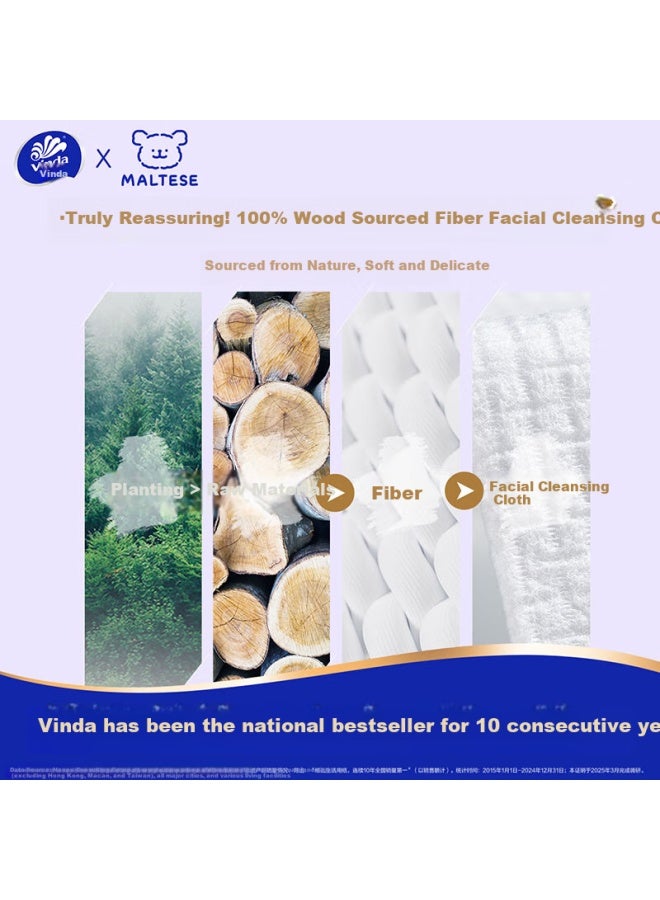 Vinda Facial Cleansing Wipes, Line Dog Co-branded 360 Sheets , Hanging Disposable Towels, Full Box - Image 2