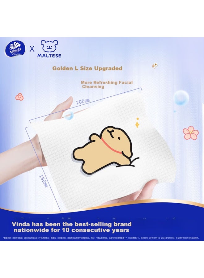 Vinda Facial Cleansing Wipes, Line Dog Co-branded 360 Sheets , Hanging Disposable Towels, Full Box - Image 3