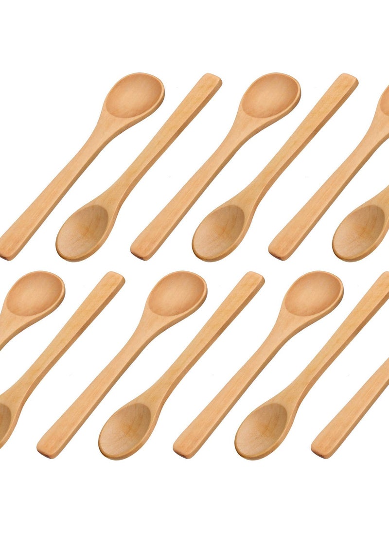 Shruthi Shruthi Wooden Mini Spoon 13 CM for Small Containers Handmade Wooden Spoon for Tea Coffee Sugar Condiments Spices 12 Packs  - Image 4